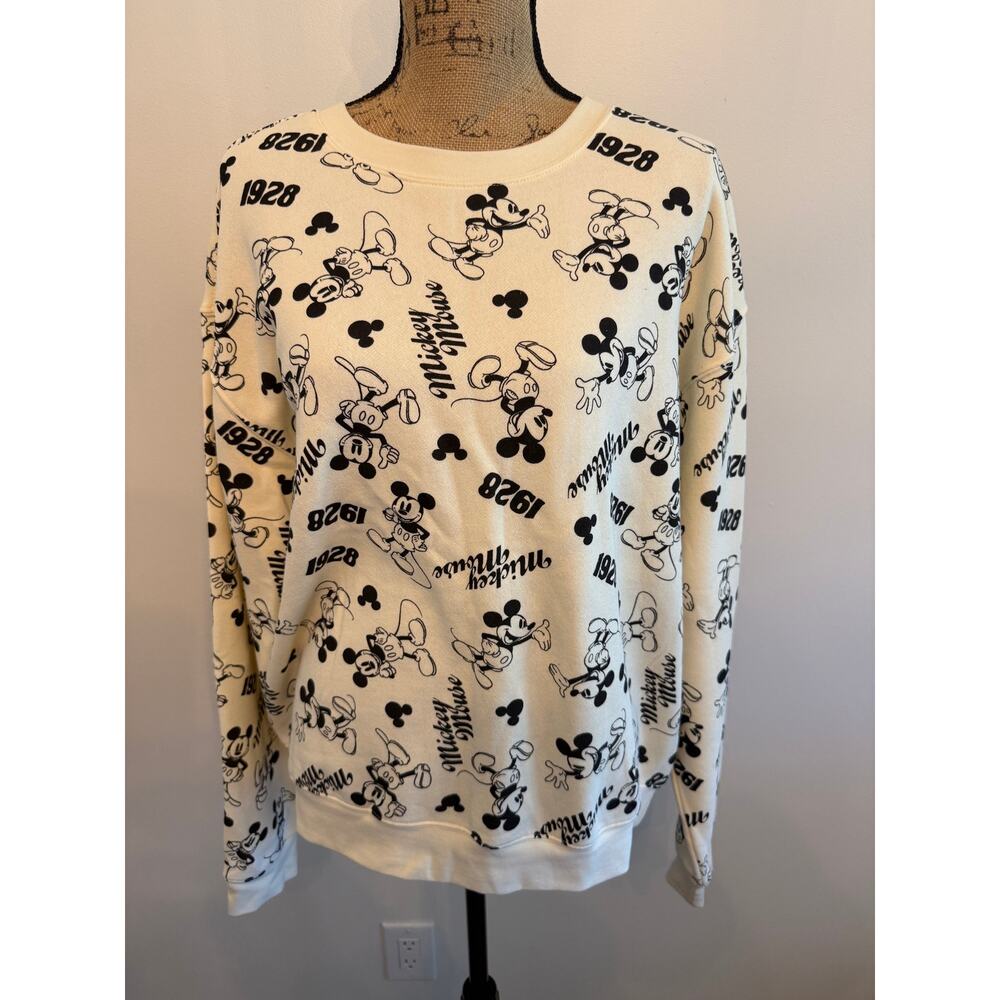 Disney Women’s Mickey Mouse Graphic Ivory Sweatshirt Size XL